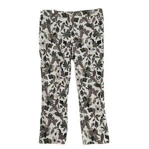 Tory Burch Women's Pants 28" Ivory Wisteria Cotton Elastane Blend